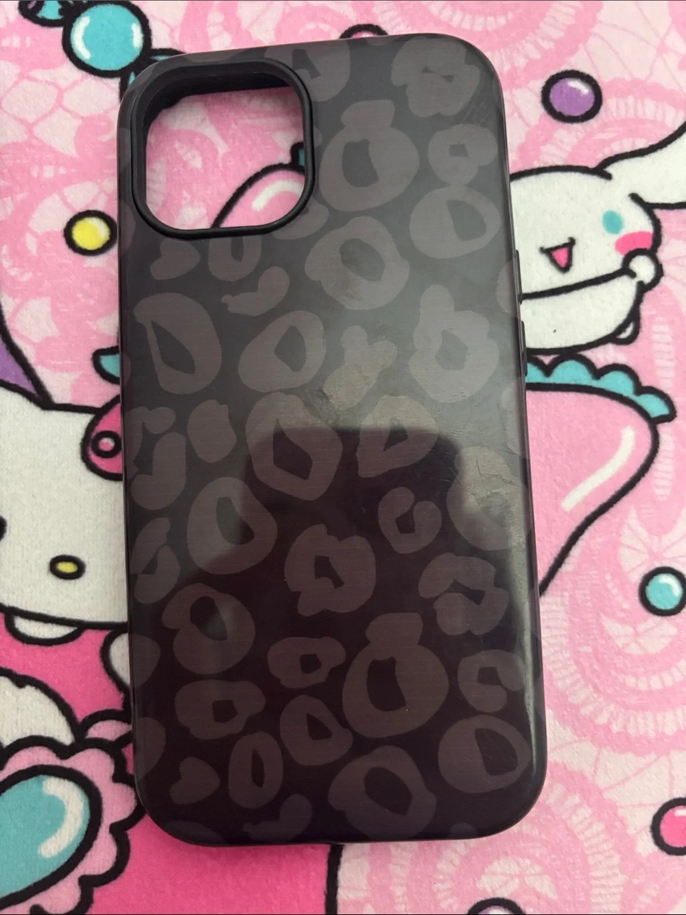 Sparkly bear phone case + leopard print case